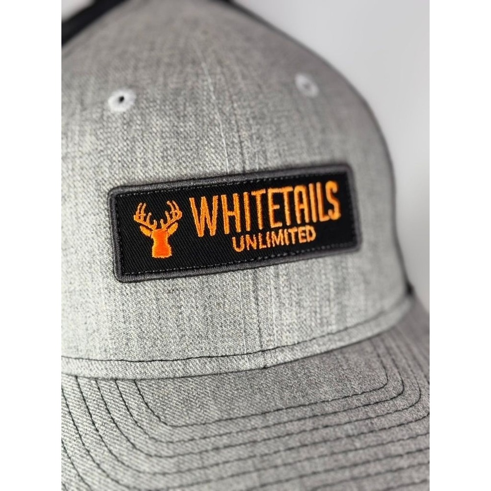 Whitetails Unlimited Trucker Hat Gray Black Mesh Snapback Deer Hunting Cap - Picture 2 of 5